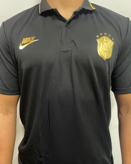 Camiseta Brasil Polo Preta Casual