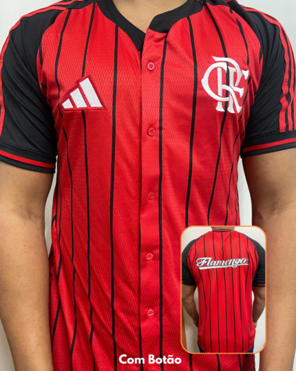 Camisa Flamengo Us Pack Baseball Vermelha Botões 2025