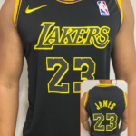 Camiseta Los Angeles Lakers Preta com Amarelo Lebron James 23