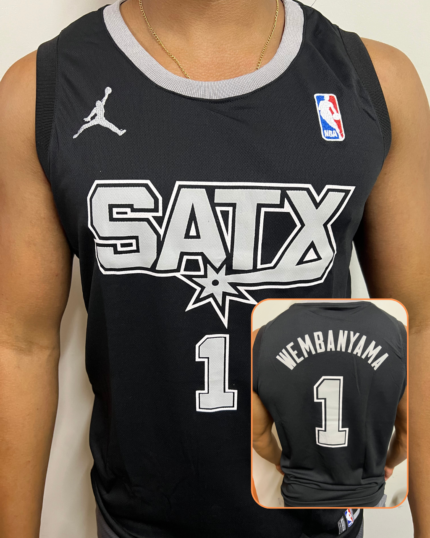 Camiseta San Antonio Spurs Preta Wembanyama 1